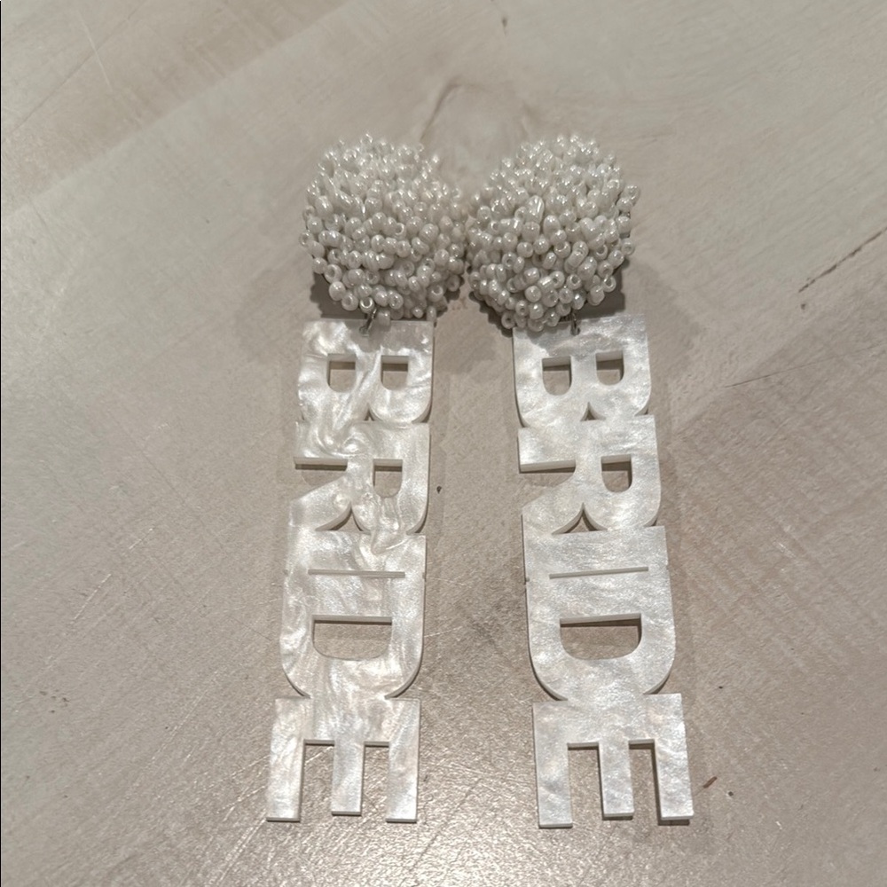 White Bride Statement Earrings